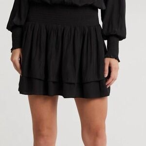 Black Smocked Drop Waist Mini Dress size XS